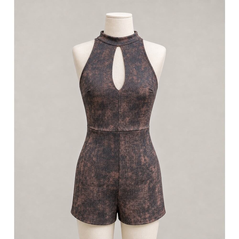 Vintage Y2K Coco Avante Stretchy Brown Short Jumper USA Made Small Romper